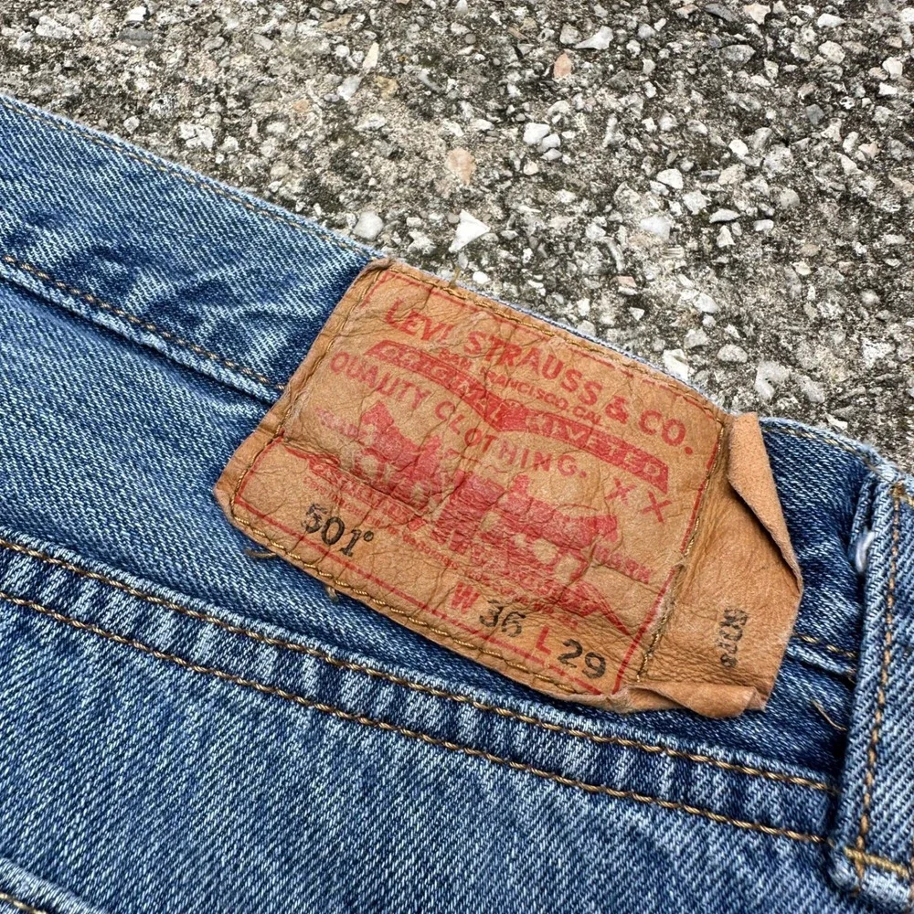 Vtg 90s Levis 501 Original Fit Mens 36x29 Blue Jeans Button Fly Straight Leg